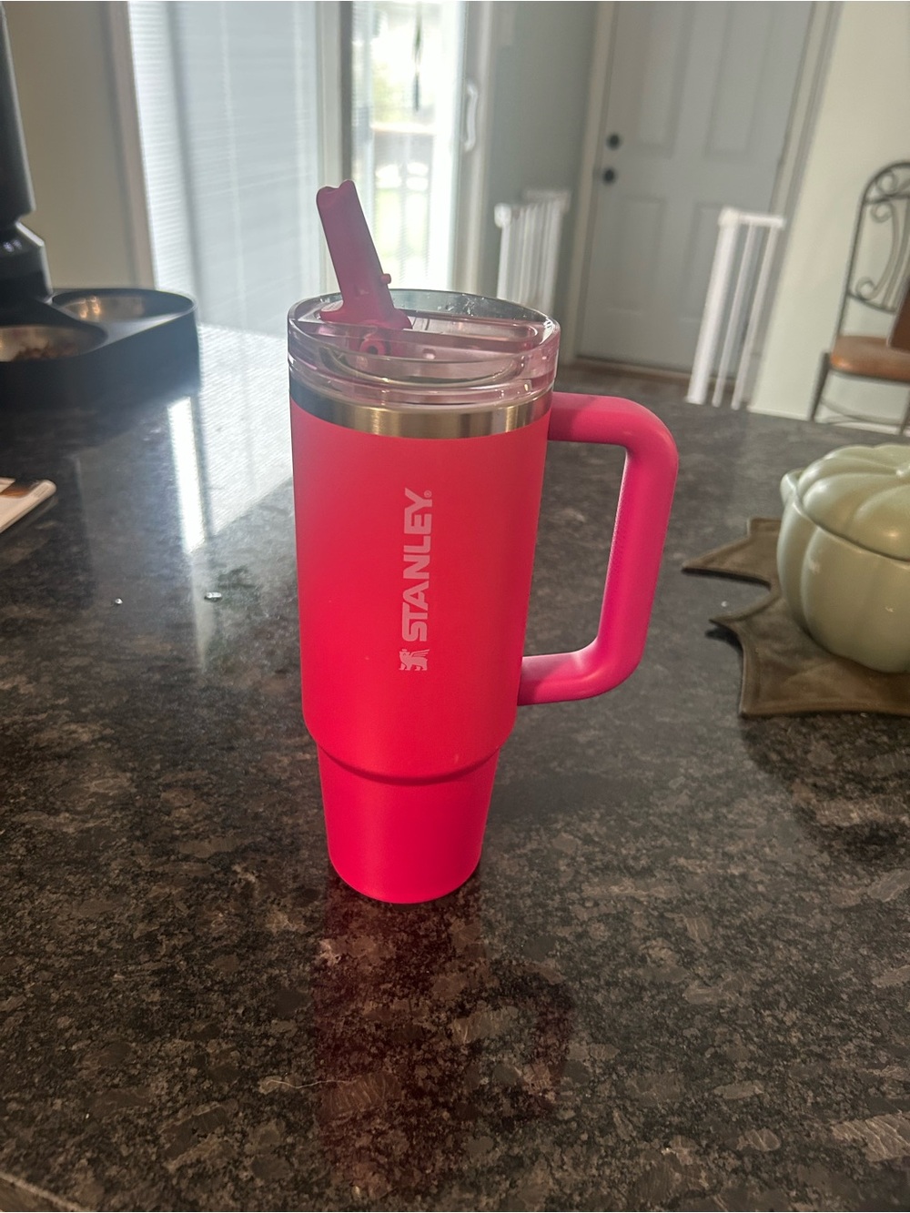 Stanley Hot Pink Insulated Travel Mug with Handle and Straw